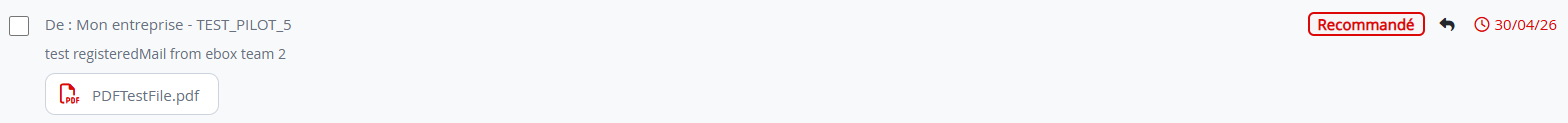 Example of message with reply arrow. Message showing a returning arrow symbol to indicate it can be replied to