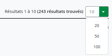 Dropdown to change number of messages shown