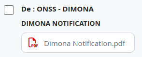 Example message for downloading. Message showing downloadable PDF