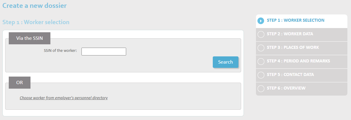 Request employment in multiple countries - Step 1 Selecting an employee based on their SSIN