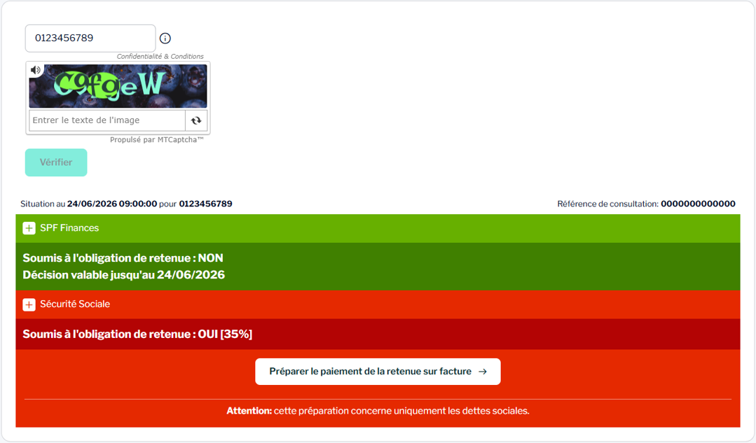 Screenshot showing the result of your verification.